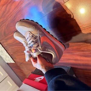 Nike Gray Sneakers with coral detailing